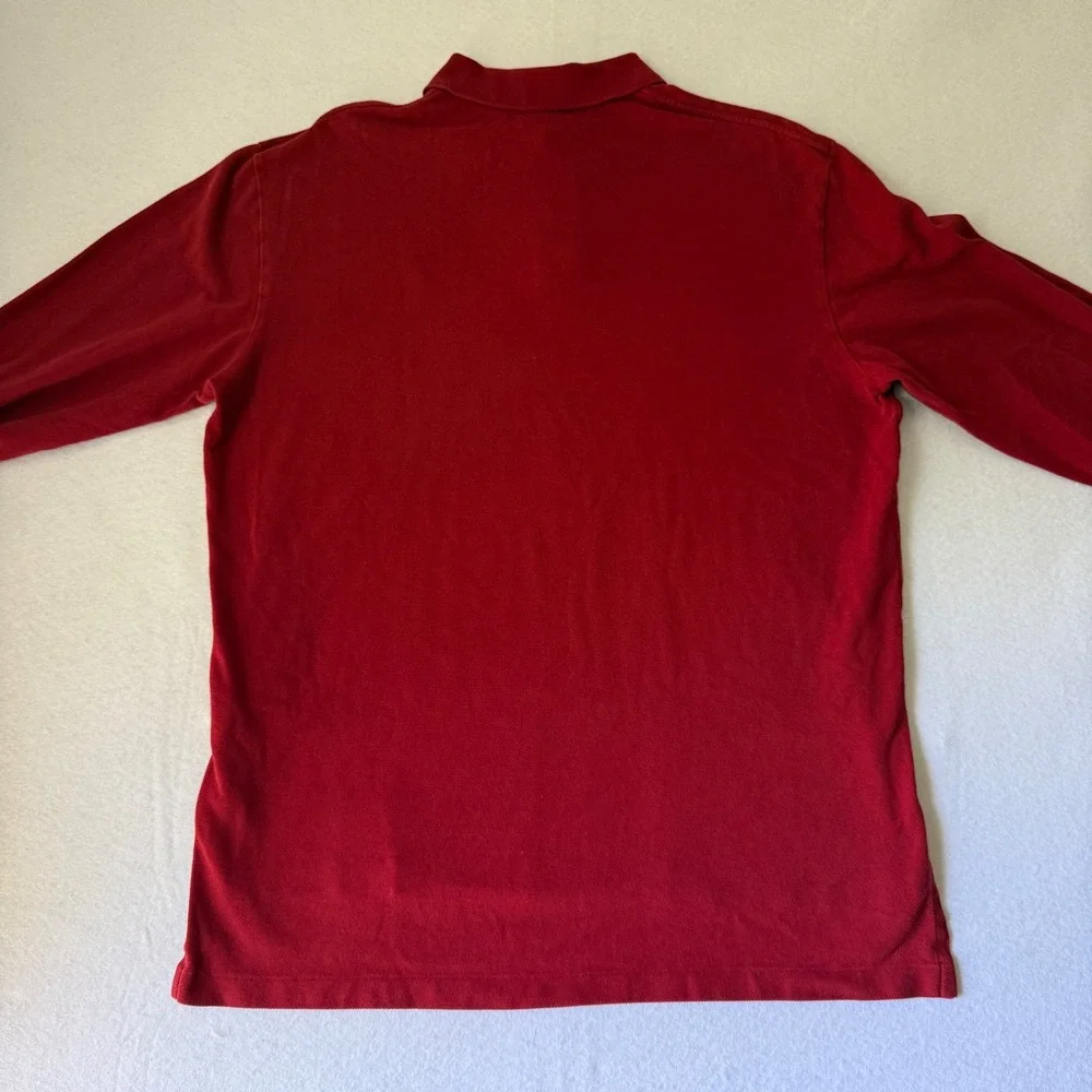 Vintage Polo Ralph Lauren Long Sleeve Polo Shirt Red Large Mens Pique Cotton